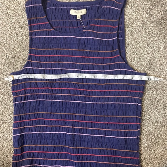 NWT Madewell | Rainbow Stitch Smocked Tank Top | Blue | Size Medium - Picture 5 of 6